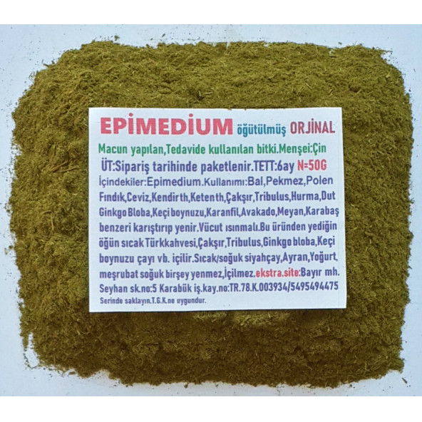 Azgın Teke Otu  Bitki Çayı Öğütülmüş Toz 50 G