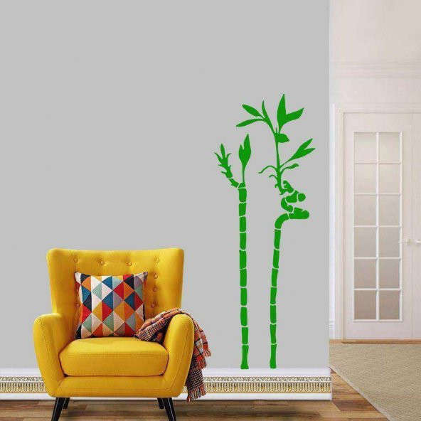 Bambu Dalları Duvar Sticker, Çıkartma, Etiket Yeşil
