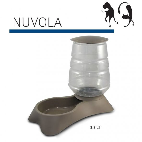 MP Nuvola Hazneli Kedi Köpek Mama ve Su Kabı 3,8 L - Kahverengi - 3