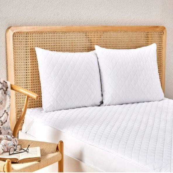 Ayhome 4 ADET Kapitoneli Sıvı Geçirmez Yastık Alezi Pamuklu Beyaz 50x70 Cm Yastık Koruyucu Yastık Kılıfı - 3