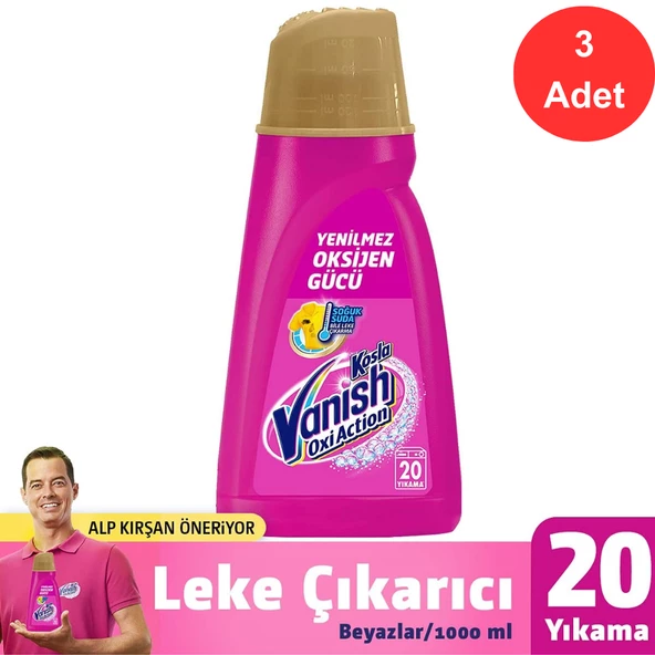 Vanish Leke Çıkarıcı Sıvı Gold Pembe 20 Yıkama, 1 Litre x 3 Adet