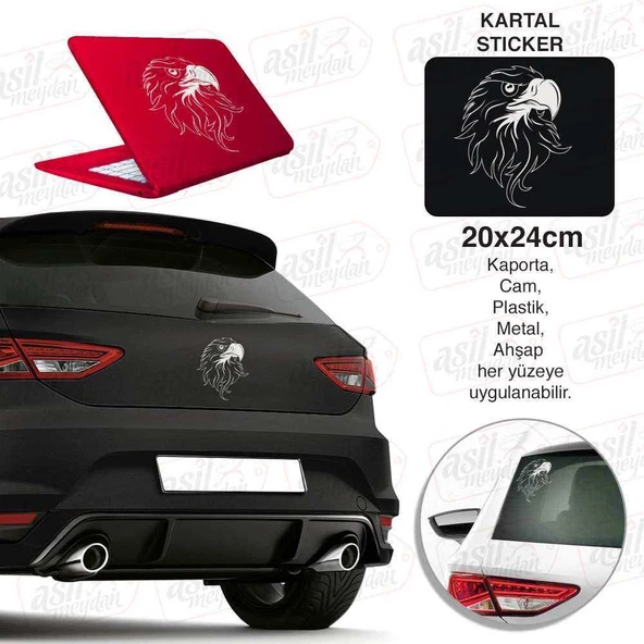 Kartal siluet Beyaz Sticker - Oto, Araba, Etiket, Aksesuar, Tuning, Modifiye, Arma