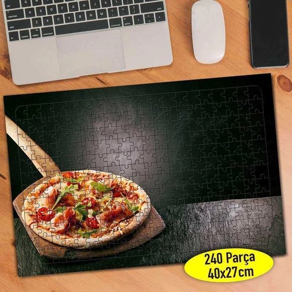 Üçgen Dilimli Lezzetli Pizza Fırın 240 Parça Puzzle Yapboz-044349