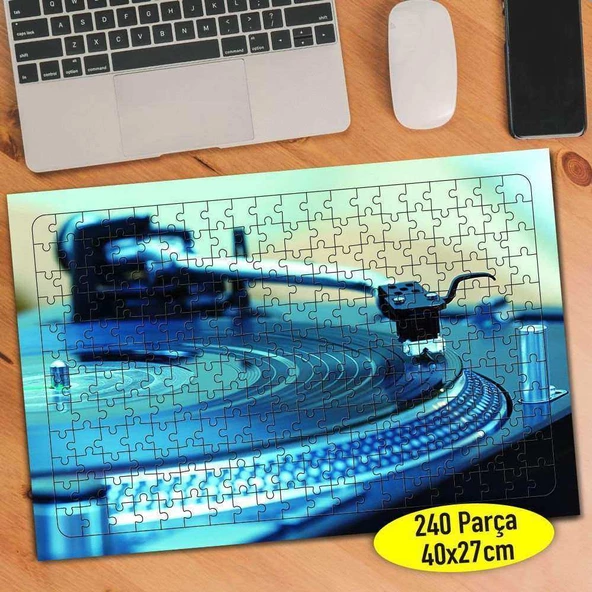 Dj Turntable Plak Pikap Müzik 240 Parça Puzzle Yapboz-62097394 - 1