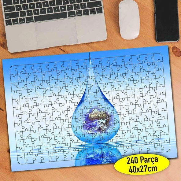 Çevre Dostu Su Damlası 240 Parça Puzzle Yapboz-74556271