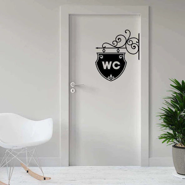 Ferforjeli Wc Tabela Silüeti Kapı Dekoratif Duvar Sticker, Çıkartma