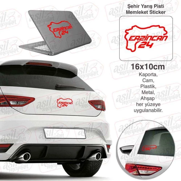Erzincan İli 24 Plaka Kodu Memleket Yarış Pisti Kırmızı Sticker - Oto Araba Etiket, Aksesuar, Tuning