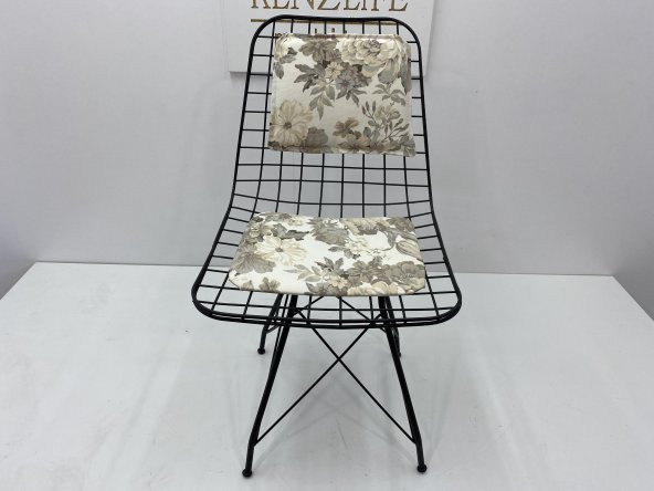 Knsz kafes tel sandalyesi 1 li mazlum syhçiçek gri kumaş sırtminderli ofis cafe bahçe mutfak