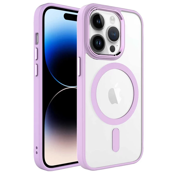 Gpack Apple iPhone 14 Pro Max Kılıf Wireless Şarj Özellikli Buttom Magsafe Silikon Kapak - Resim 7