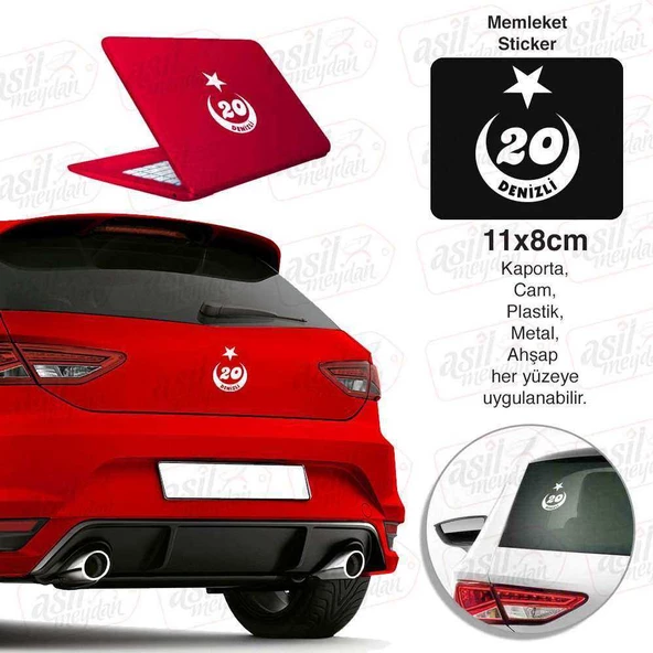 Denizli Plaka 20 Ay Yıldız Beyaz Sticker, Araba, Araç, Etiket, Aksesuar, Tuning, Modifiye, Arma