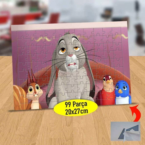 Uykulu Tavşan ve Arkadaşları 99 Parça Puzzle Yapboz Tablo-R4