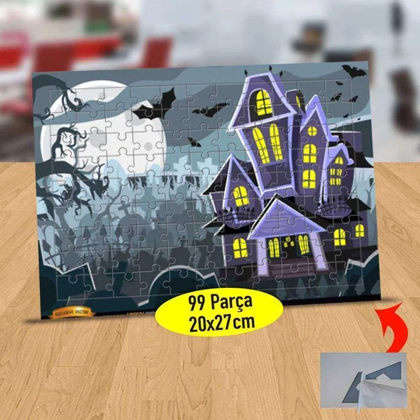 Korku Evi ve Uçan Yarasalar 99 Parça Puzzle Yapboz Tablo-7214