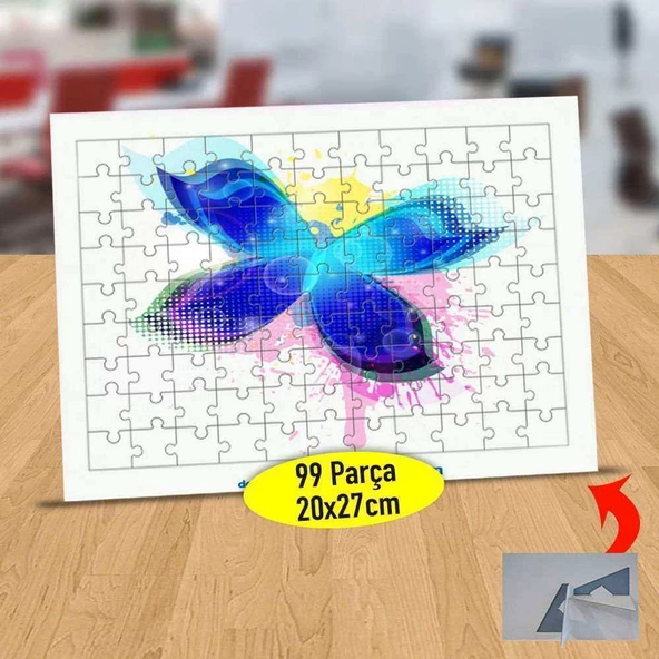 Sıçrama Efektli Çiçek Yaprağı 99 Parça Puzzle Yapboz Tablo-153