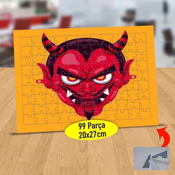 Kırmızı Surat Şeytan 99 Parça Puzzle Yapboz Tablo-23-2147909150