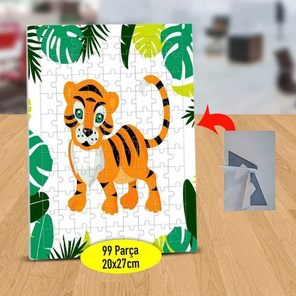 Yapraklar Arasında Kaplan 99 Parça Puzzle Yapboz Tablo-148010101