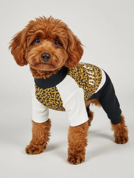 Diesel Leo Leopar Desenli Penye Köpek Tulum | Tüy Dökülmesini Azaltmaya Yardımcı | Küçük Irklar İçin Premium Köpek Kıyafeti - Resim 5