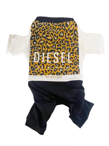 Diesel Leo Leopar Desenli Penye Kedi Tulum | Tüy Dökülmesini Azaltmaya Yardımcı | Yumuşak & Rahat Kedi Kıyafeti - Resim 5