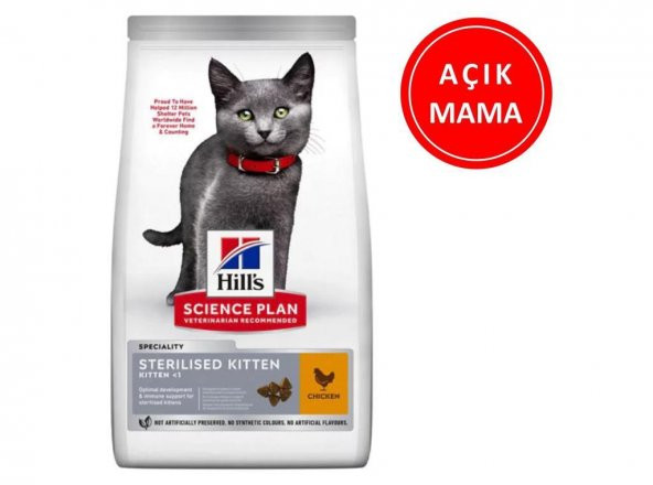 Hills Sterilised Kitten Tavuklu Kısırlaştırılmış Yavru Kedi Maması 1 Kg AÇIK