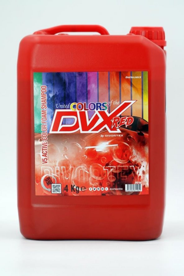 Divortex V5 Aktif Renkli Köpük Şampuan Kırmızı 4 kg