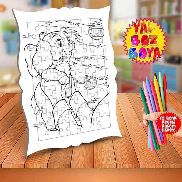 Yolculuk Eden Sevimli Köpek Eğitici Boyama Puzzle Tablo Çocuk-210
