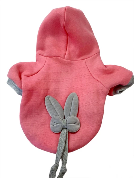 Pinky Rabbit Kapşonlu Sweatshirt Köpek Kıyafeti Köpek Elbisesi - 4
