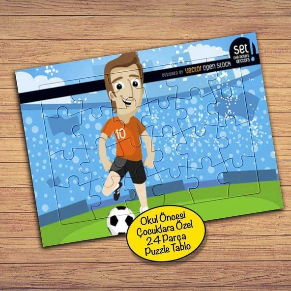 Spor-Stadyumdaki Futbolcu 24 Parça Çocuklara Özel Yapboz Tablo-72 - 1