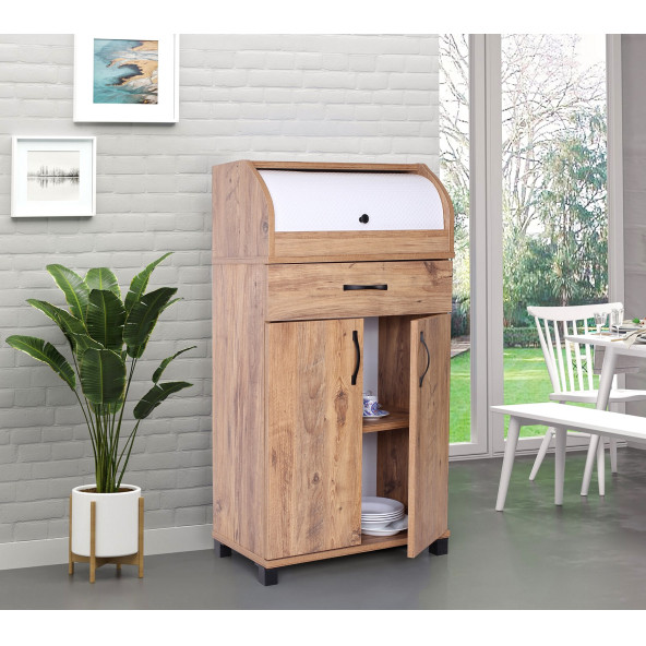 AHŞAP ÇEKMECELİ KİLER EKMEK DOLABI - 3