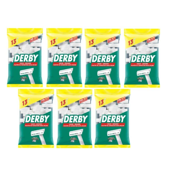 Derby Tek Tıraş Bıçağı Poşet 10 + 3 Hediyeli 7 Paket-91 Adet