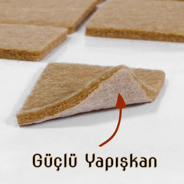 Masa Sandalye Parke Zemin Koruyucu Keçe Yapışkanlı Kare 25X25 mm (32'li Paket) - 3