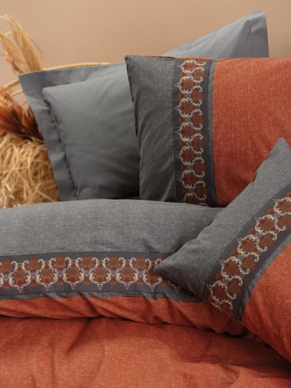 Cotton Box Folk Art Çift Kişilik Nevresim Takımı Tamaya Kiremit - Resim 2