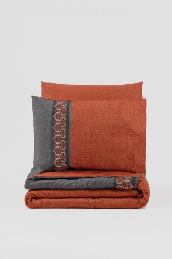 Cotton Box Folk Art Çift Kişilik Nevresim Takımı Tamaya Kiremit - Resim 3