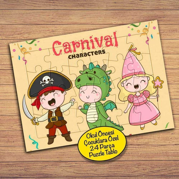 Çocuk Kıyafet Balosu Çocuklara Özel Puzzle Yapboz Tablo-2148021874