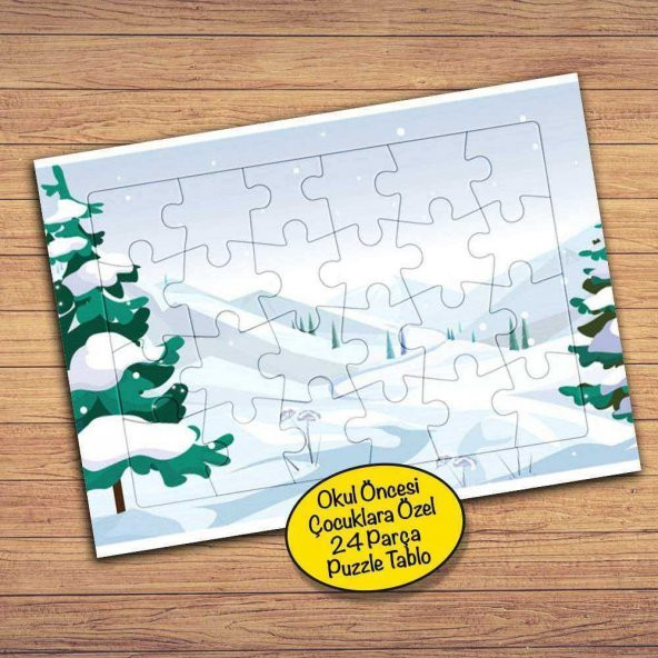 Karlı Çam Ağaçları Çocuklara Özel Puzzle Yapboz Tablo-16633
