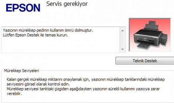 Epson L386 için Pad Reset Yazılımı (Waste Ink Pad Hata Çözümü) Pad Dolu Hatası Resetleme