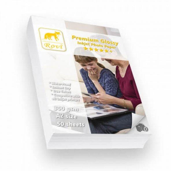 Rovi Premium Parlak Fotoğraf Kağıdı 300Gsm 50 Adet A4 - Resim 2