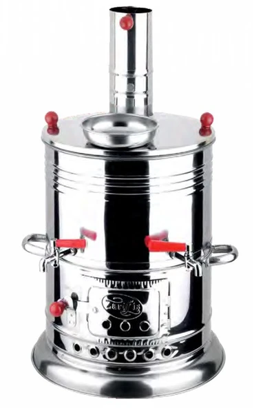 Zarif İş 8 L Çift Musluklu Odunlu Semaver Inox ürün görseli