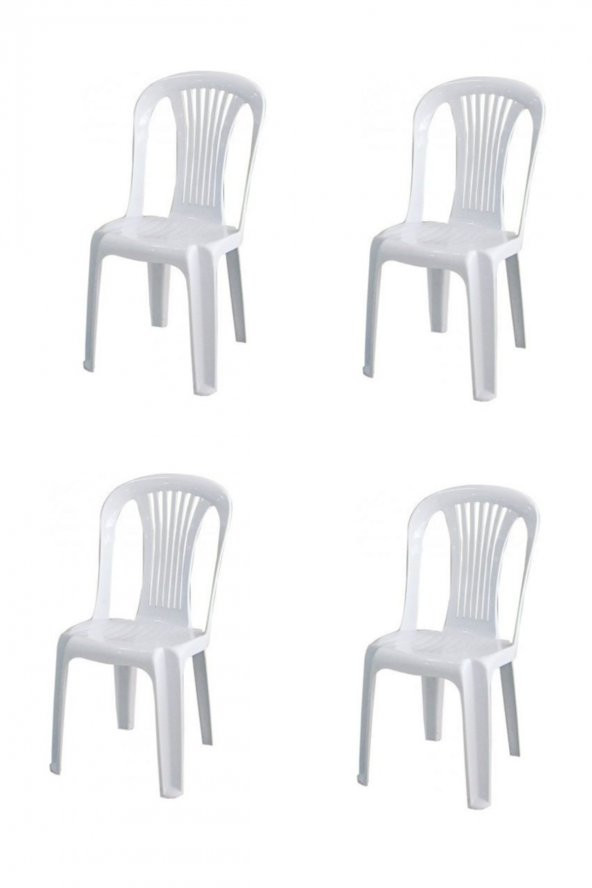 4 Adet Plastik Sandalye Lüx Kolsuz Plastik Sandalye
