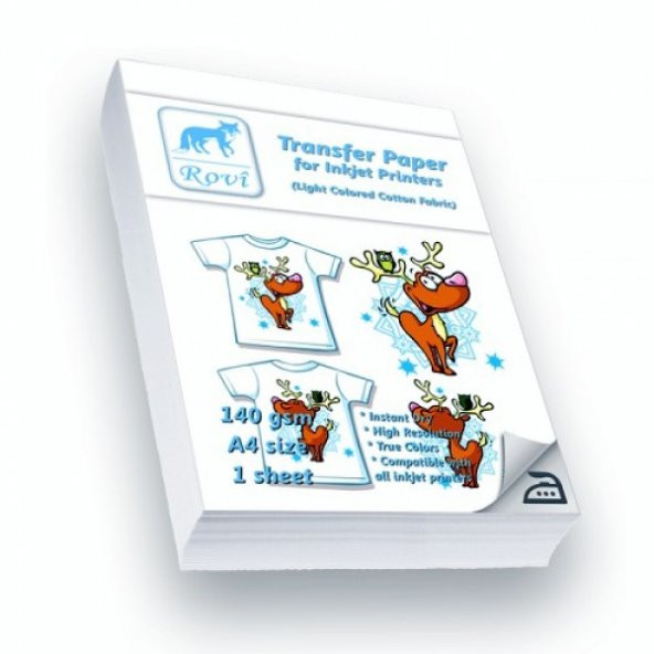 Transfer Kağıdı (Açık Renk Pamuklu Kumaş) - 140Gsm 10 Adet A4 ürün görseli 1