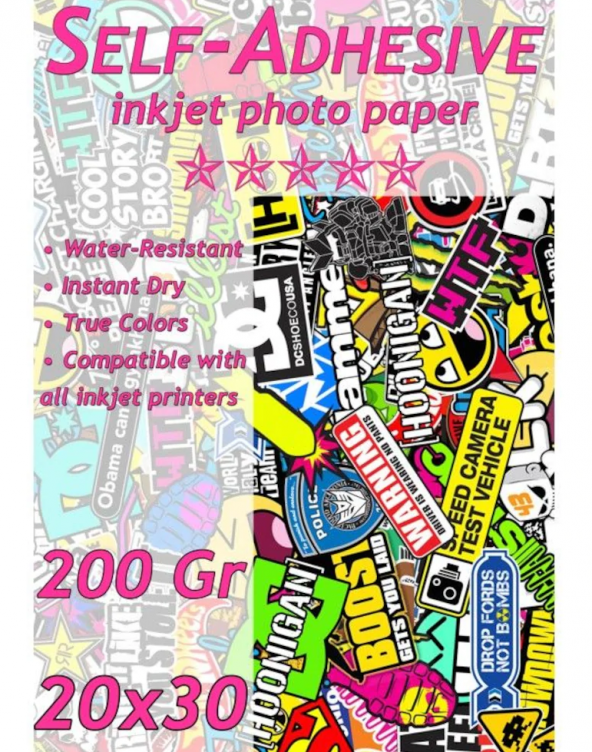 Inkjet için Yapışkanlı Sticker Parlak Fotoğraf Kağıdı A4 50Yp ürün görseli 1