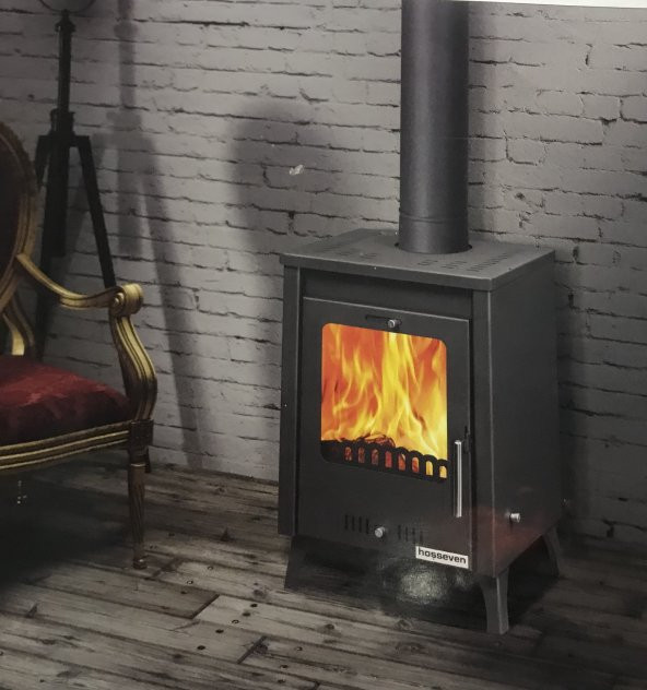 Hoşseven olympus 5mm sac döküm camlı şömine soba odun kömür sobası uyuyan soba