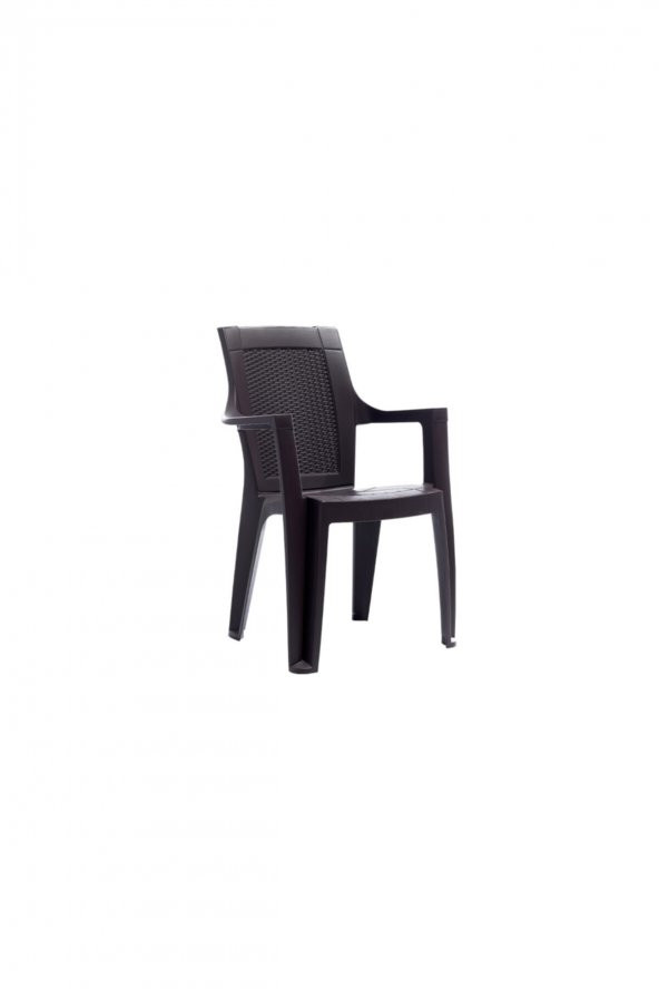 4 adet Rattan Elegance Koltuk koyu acı Kahve plastik sandalye bahçe balkon