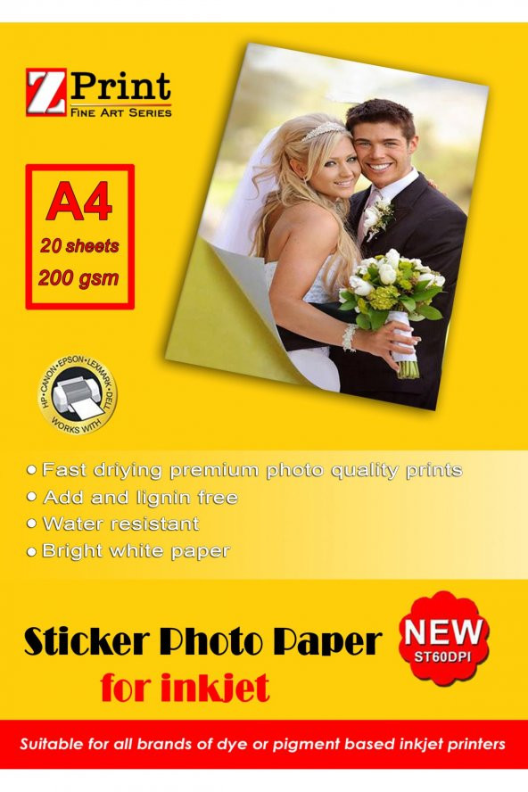 Yapışkanlı Sticker Fotoğraf Kağıdı 200 Gr A4 20 Yaprak