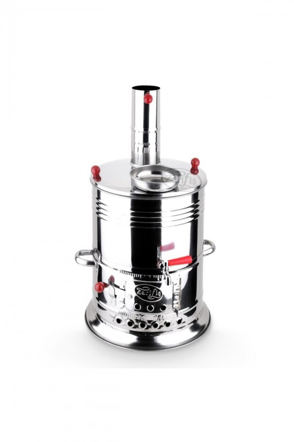 Zarif iş Tek Musluklu Krom Piknik Semaveri Odunlu Semaver Kömürlü Semaver 8 Litre ürün görseli