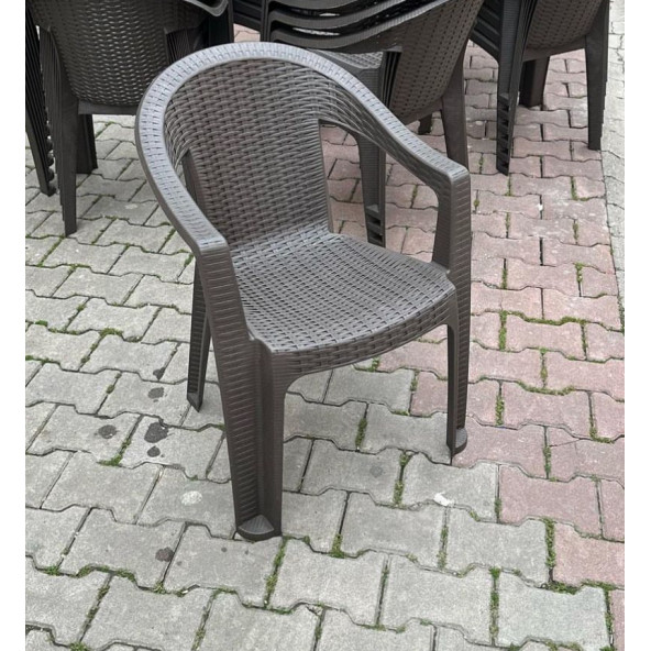 Rattan efektli Plastik Koltuk Sandalye 4 Adet - 2