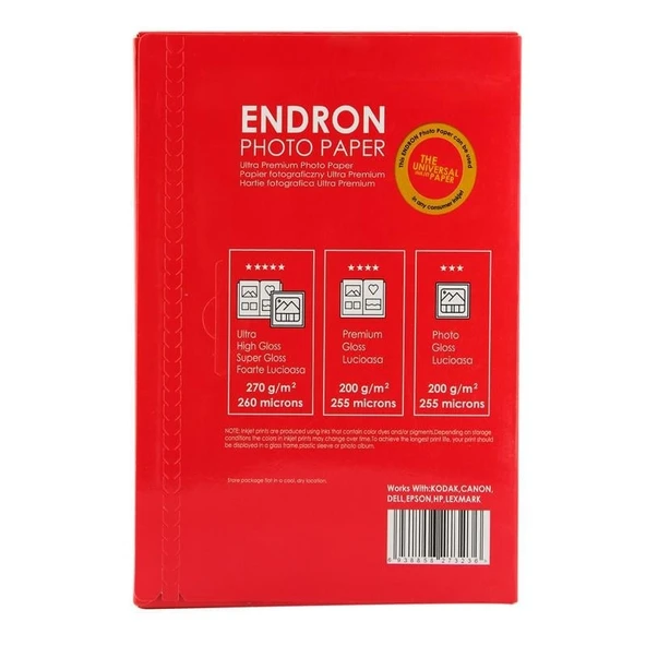 100 Adet Endron 15x21 Photo Paper ParlakGlossy - SatinMat 270gsm Fotoğraf Kağıdı - Resim 2