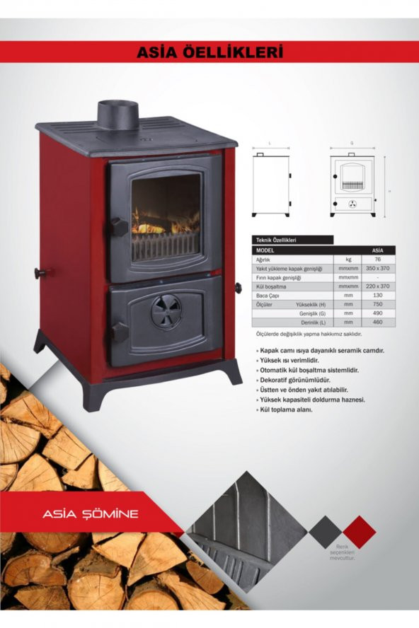 Rekor Asia Döküm Şömine Döküm Soba Kömür Odun Sobası Döküm Yanma Hazneli - 3