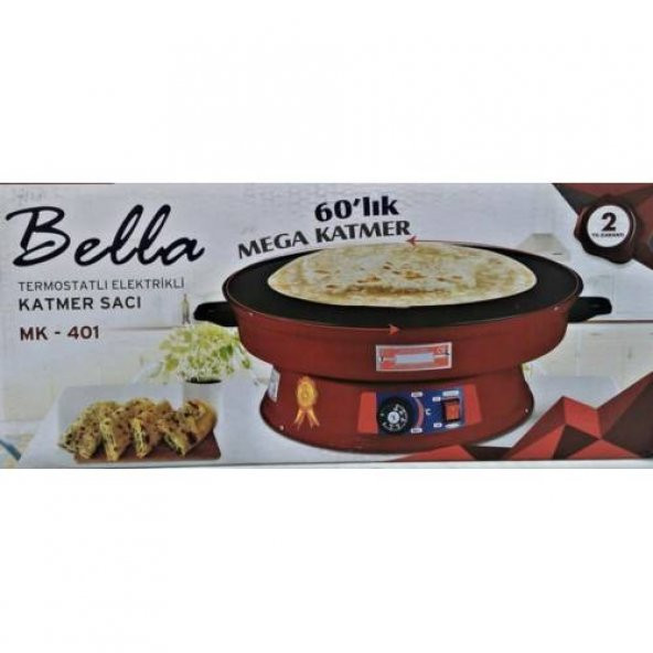BELLA 60lık büyük boy Elektrikli Termostatlı Katmer Sacı börek sacı yufka bazlama sacı 2200w