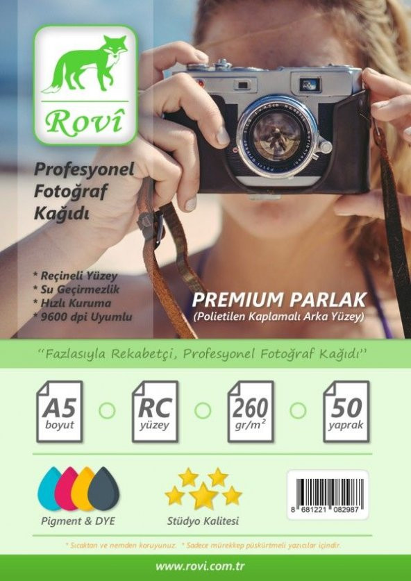 Canon Epson Hp Için Rapunzel Parlak Fotoğraf Kağıdı 260gsm 50yp A5 15x21