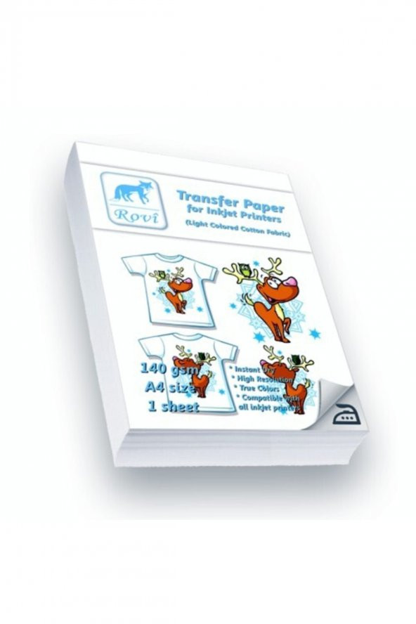 Transfer Kağıdı (Açık Renk Pamuklu Kumaş) - 140 gsm - 1 Yaprak - A4 ürün görseli 1