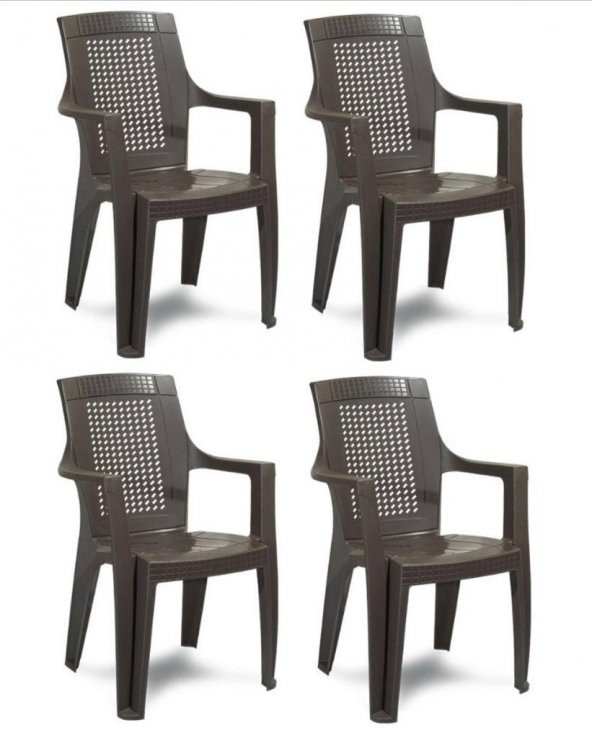 Gardelia 4 Adet Elegance Rattan Efektli Plastik Sandalye + 70x120 Plastik Masa Balkon Bahçe Sandalyesi - 2